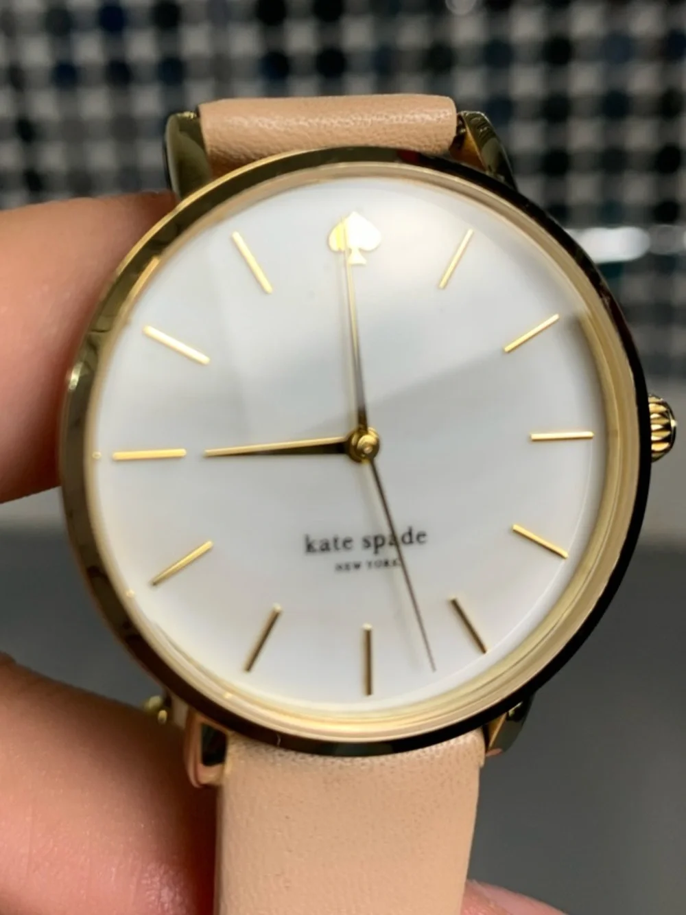 kate spade Beige Pink Leather Strap Gold-Tone Watch